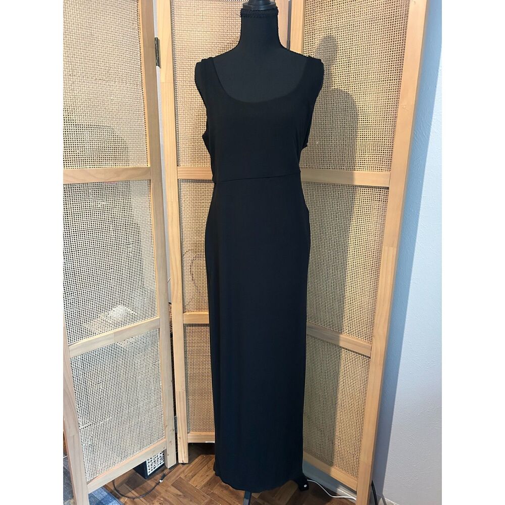NWT Z Supply Melbourne Dress Black Ruched Wrap Skirt Side Slit Scoop Back Sz L